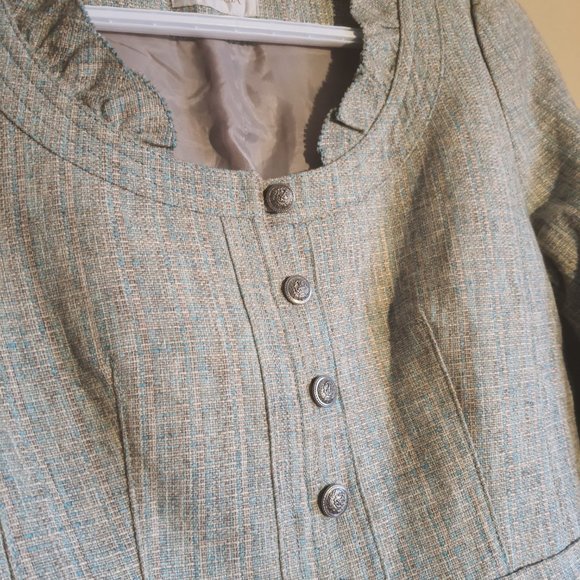 Preppy Light Academia Turquoise and Beige Blazer - Picture 2 of 5